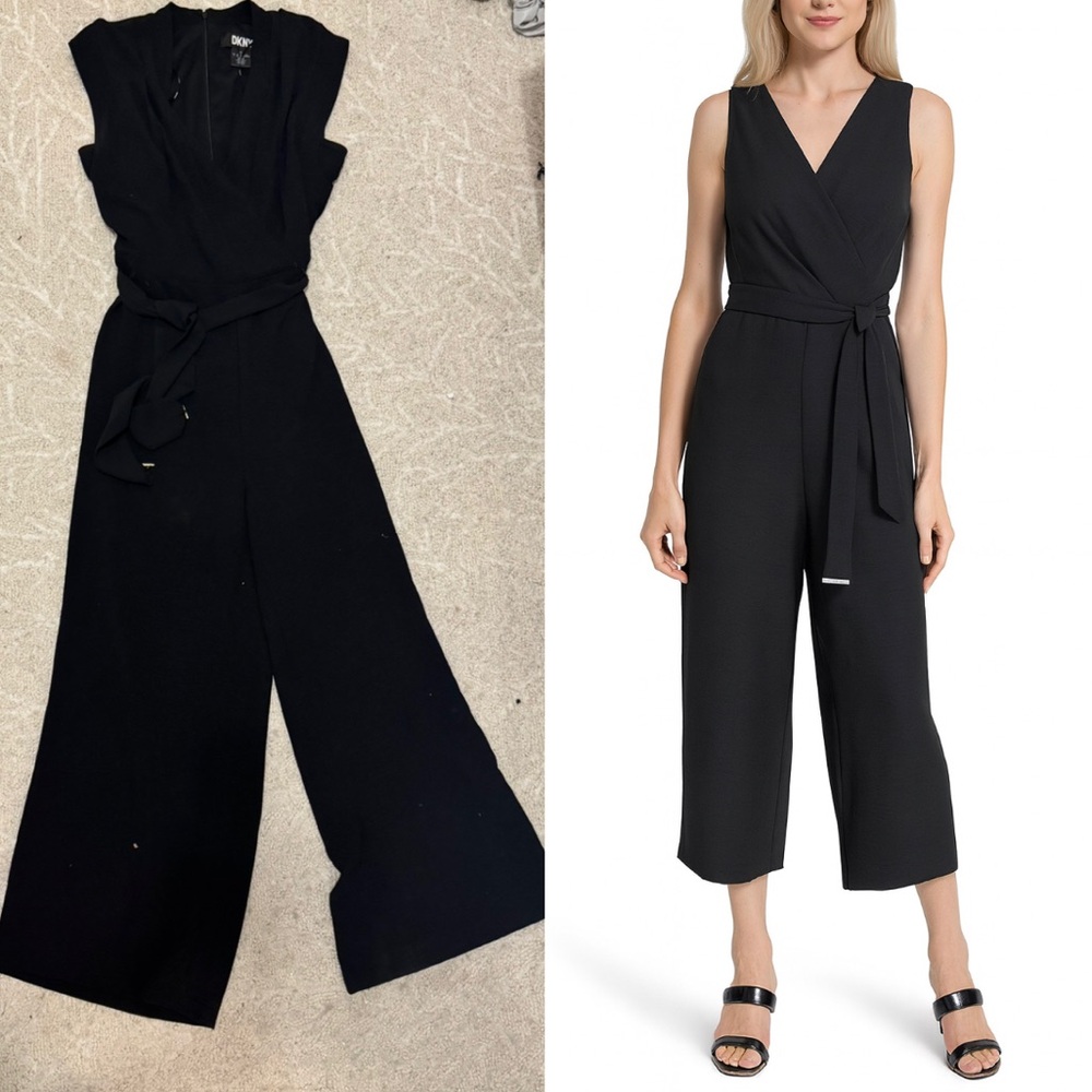 DKNY sleeveless cropped Black Jumpsuit size 4